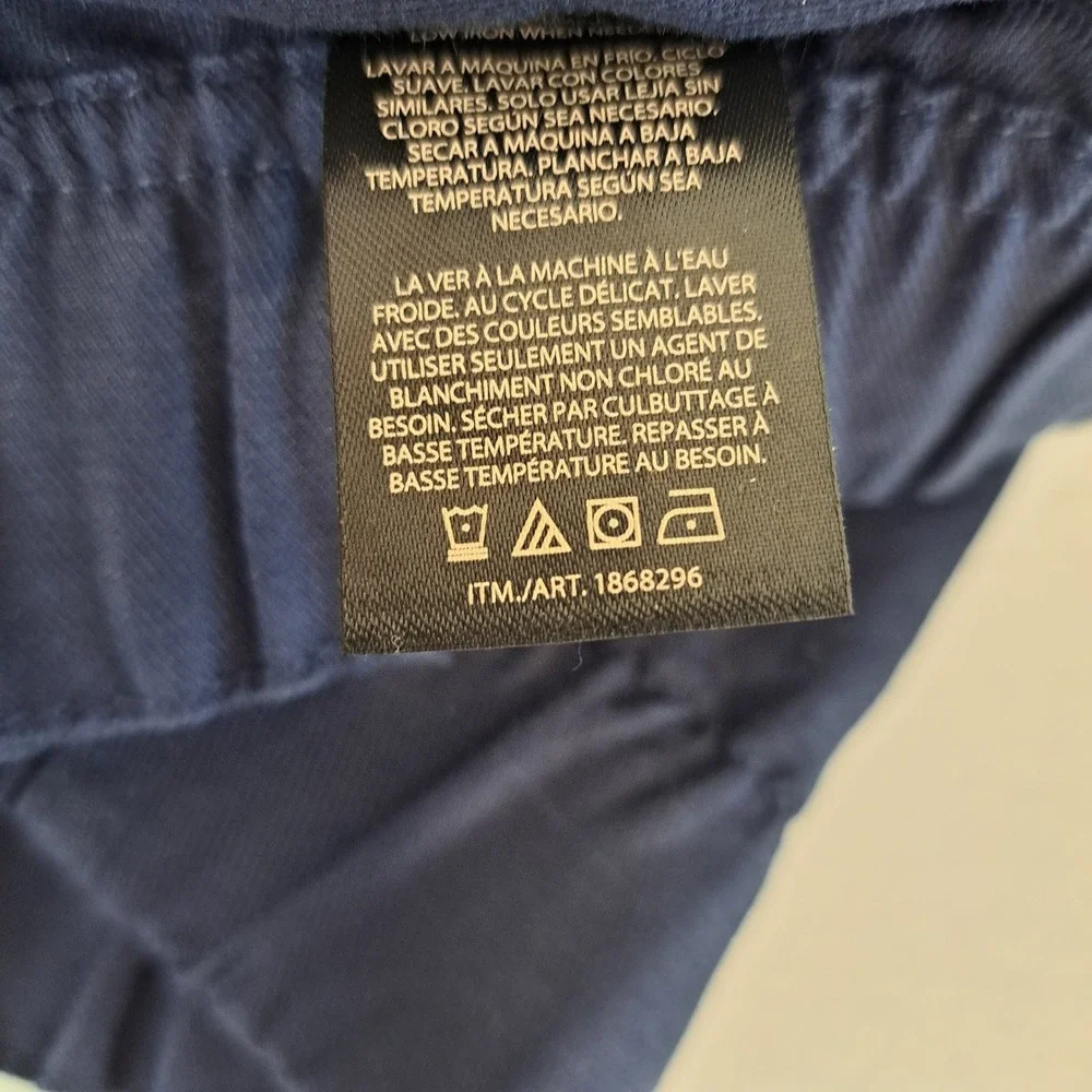 Banana Republic Womens Pants XL Navy Blue Elastic Waist Linen Blend 1858-252